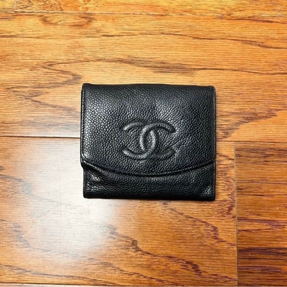 CHANEL Handbags - Chanel Black Caviar Timeless CC Compact Wallet